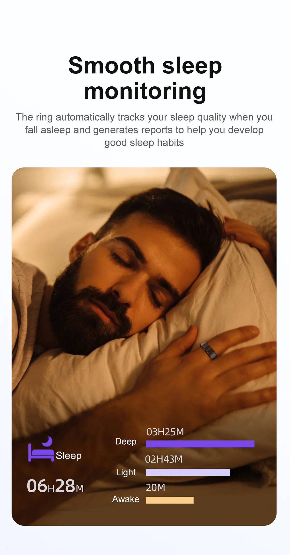 AMZMAX R02 Smart Ring – Fitness Tracker, Multi-Sport Modes, Waterproof