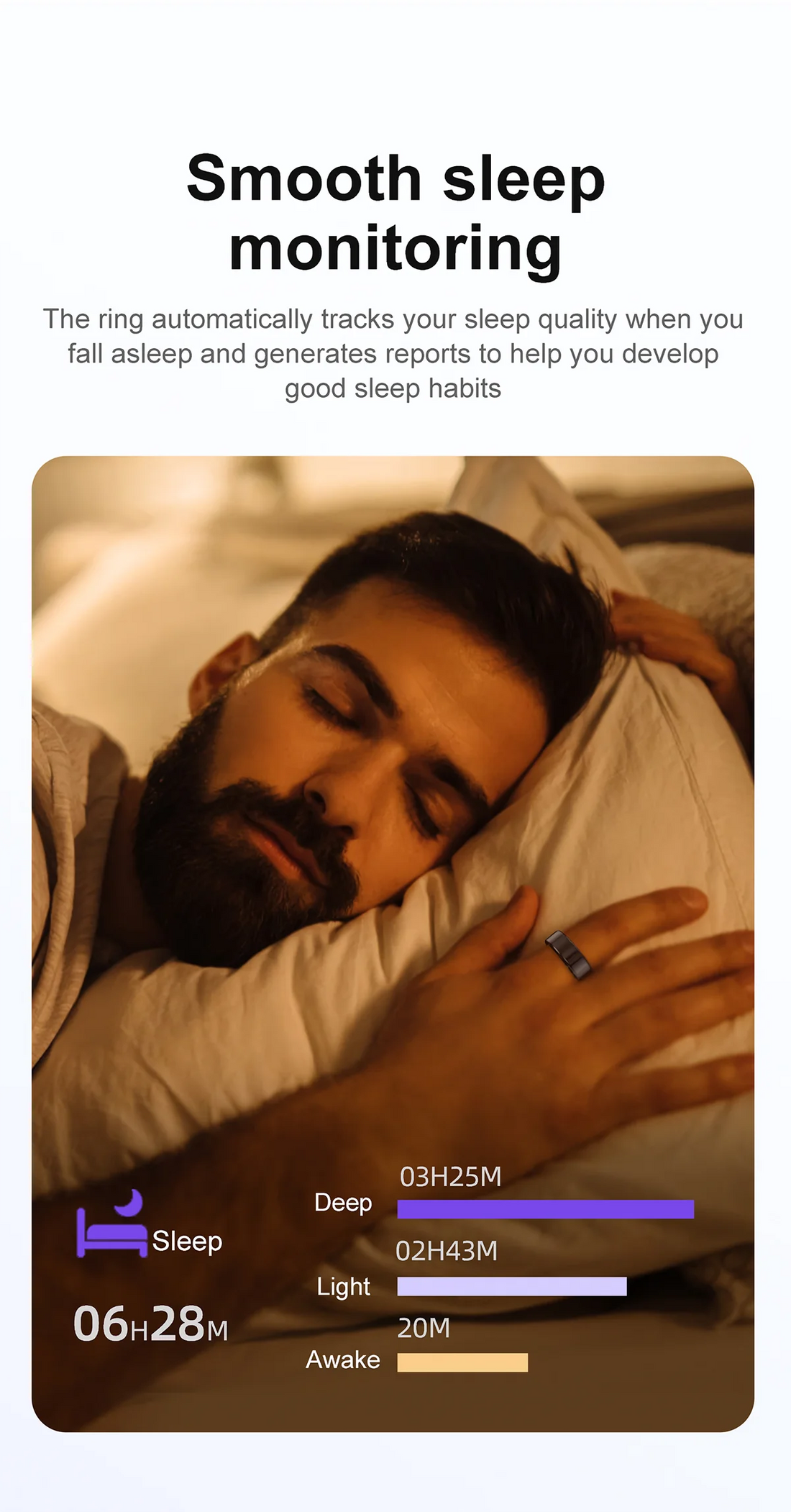 AMZMAX R02 Smart Ring – Fitness Tracker, Multi-Sport Modes, Waterproof