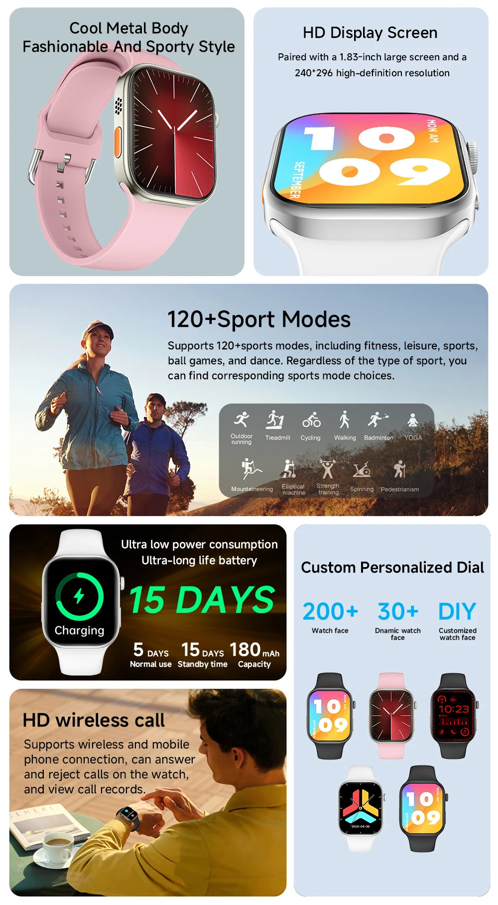 1.83" Smartwatch – Bluetooth Call, Sleep & Health Monitor, Multi-Sport Modes