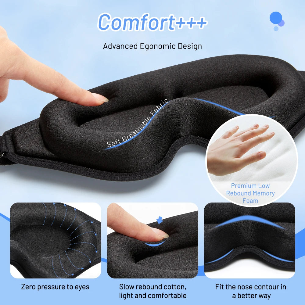 3D Memory Foam Sleep Mask – Light-Blocking Eye Cover