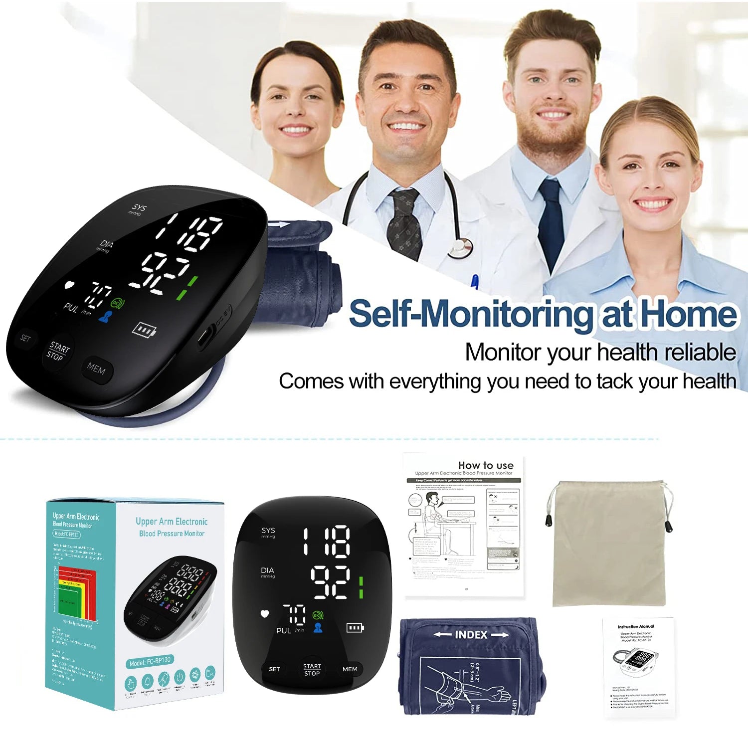 Kingclinic Portable Arm Digital Blood Pressure Monitor