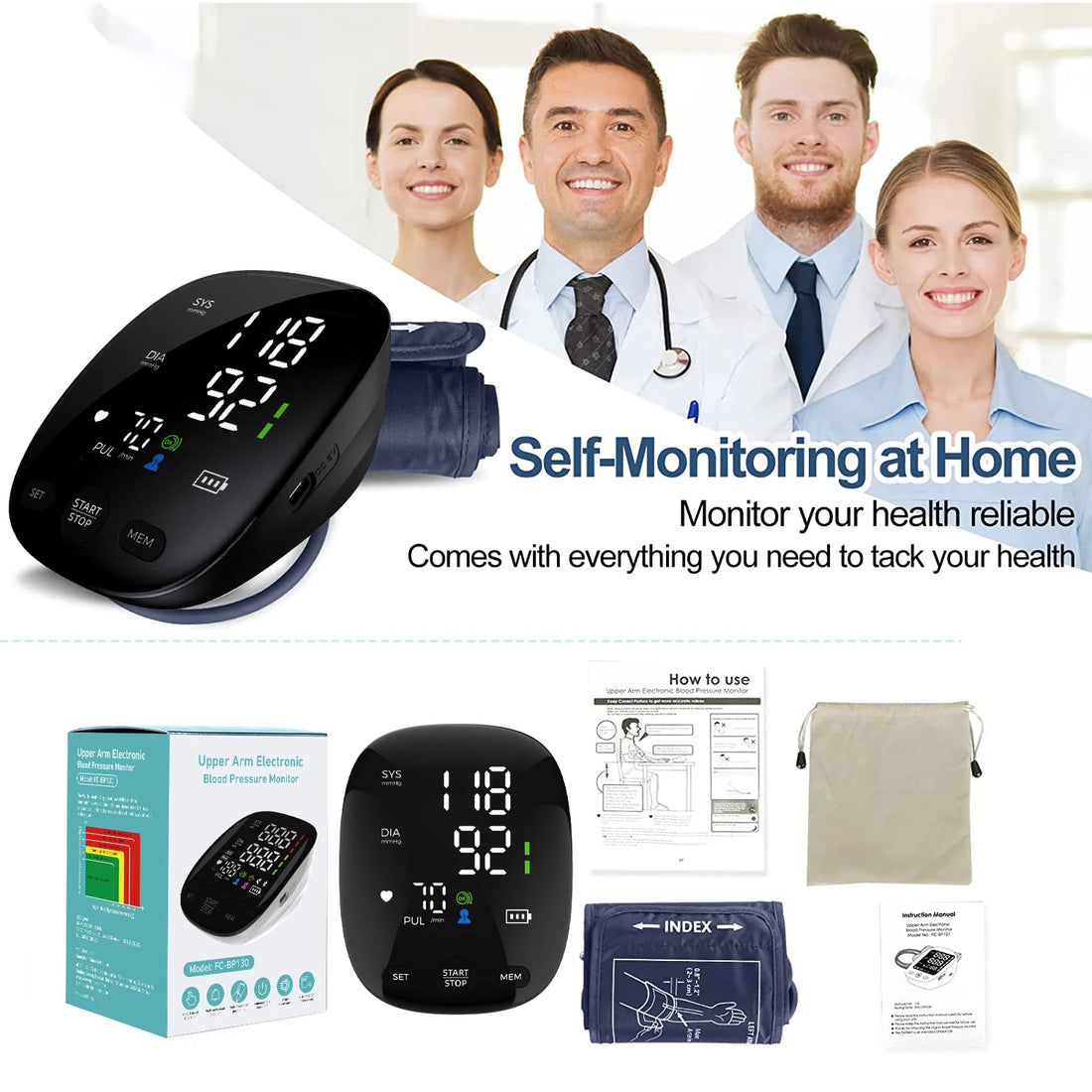 Kingclinic Portable Arm Digital Blood Pressure Monitor