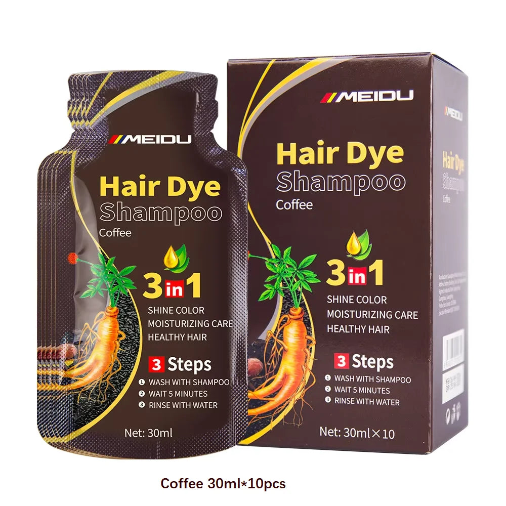 3-in-1 Herbal Black Hair Dye Shampoo & Conditioner