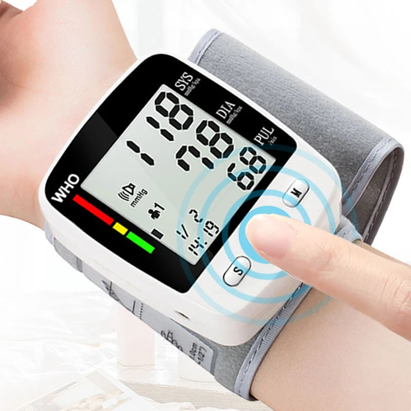 Rechargeable Digital Wrist Blood Pressure Monitor – LCD Display & Memory