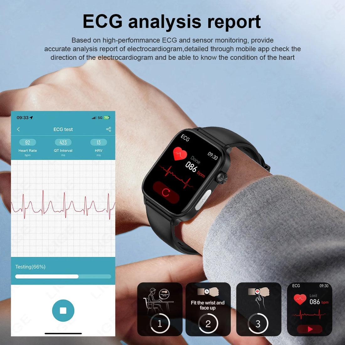 LIGE 2025 Smart Watch – ECG+PPG AI Health Diagnose Tracker for Men & Women