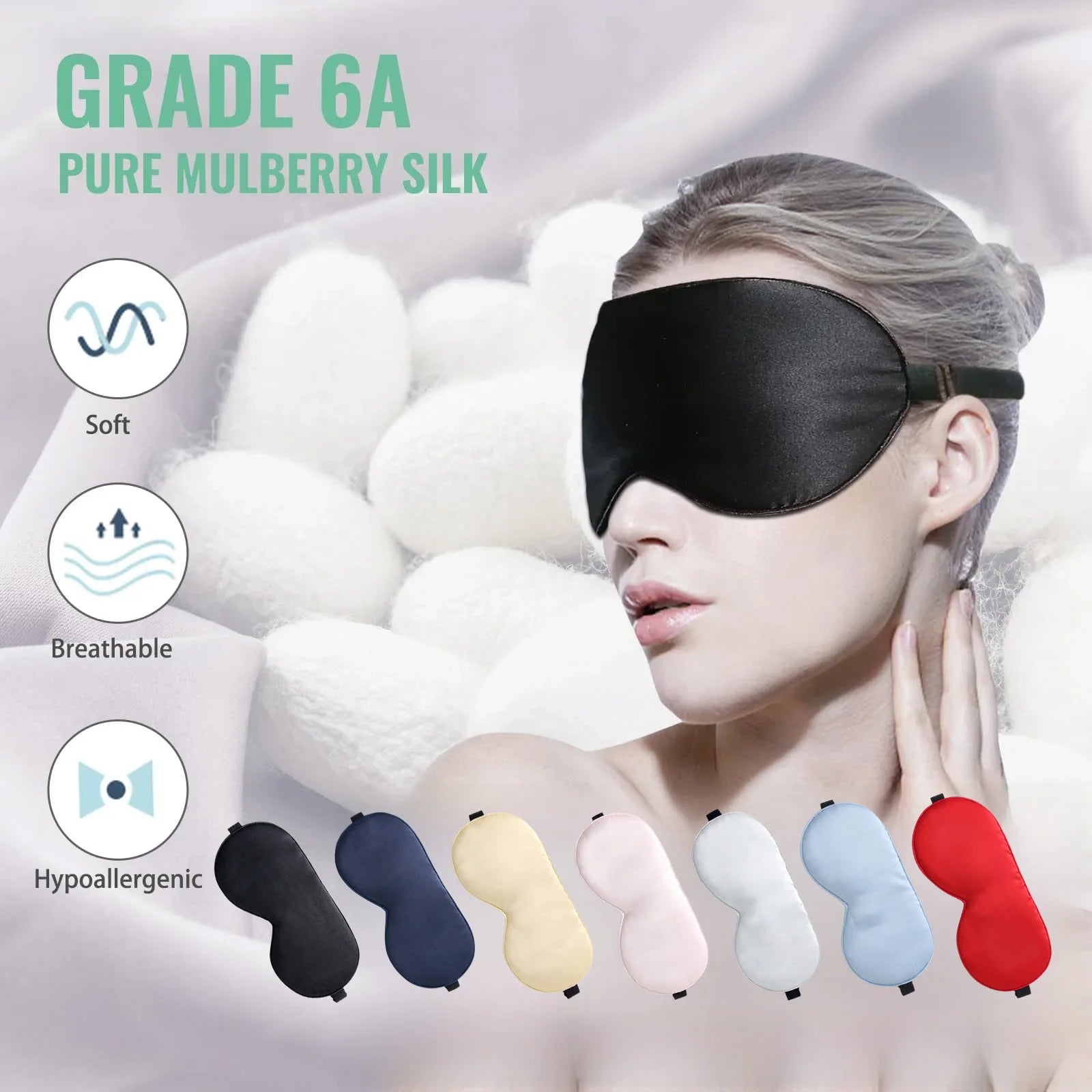 100% Natural Silk Sleep Mask with Adjustable Strap