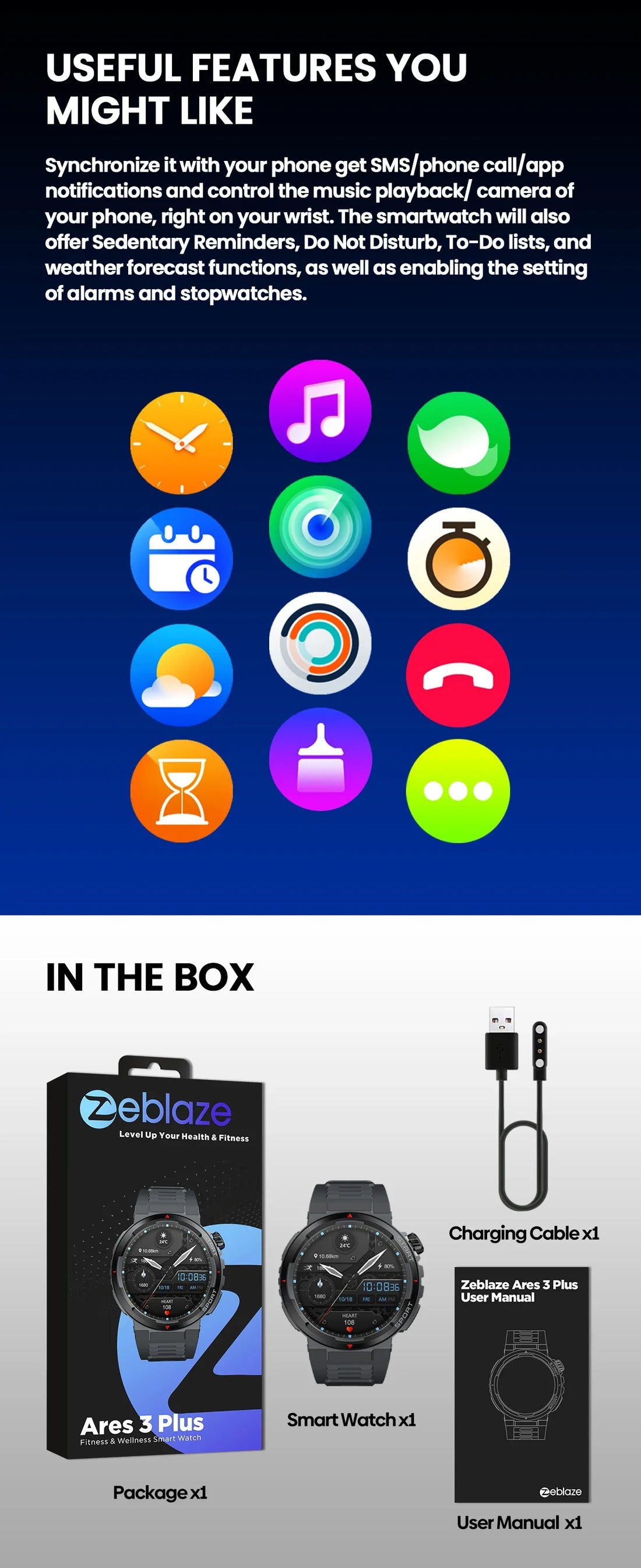 Zeblaze Ares 3 Plus – HD AMOLED Smartwatch