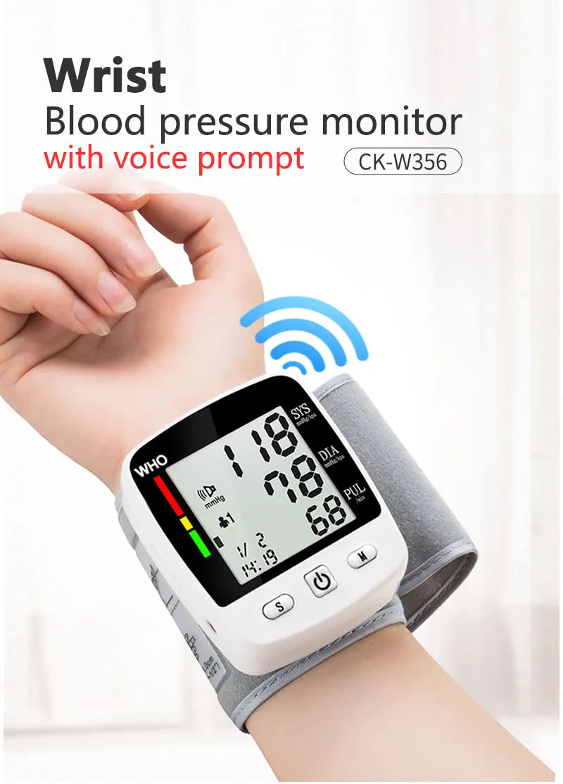 Rechargeable Digital Wrist Blood Pressure Monitor – LCD Display & Memory