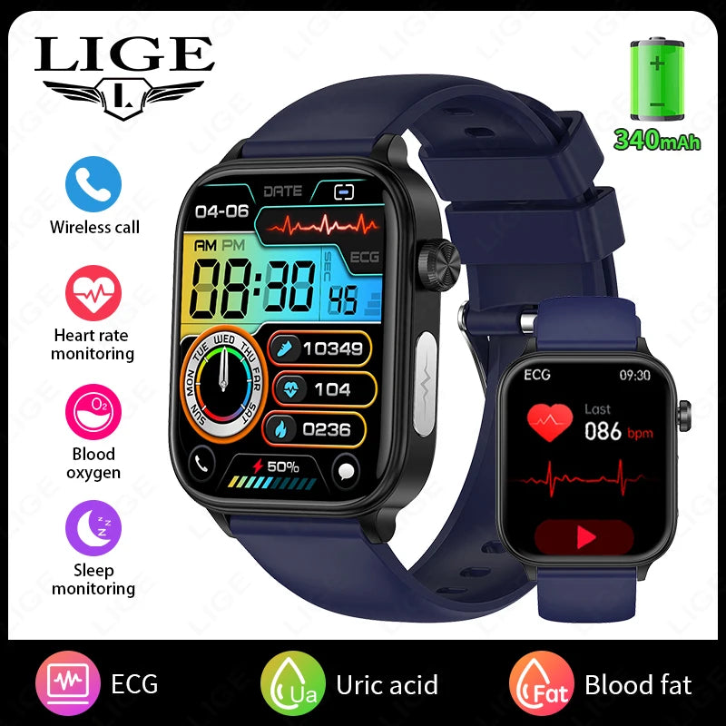 LIGE 2025 Smart Watch – ECG+PPG AI Health Diagnose Tracker for Men & Women