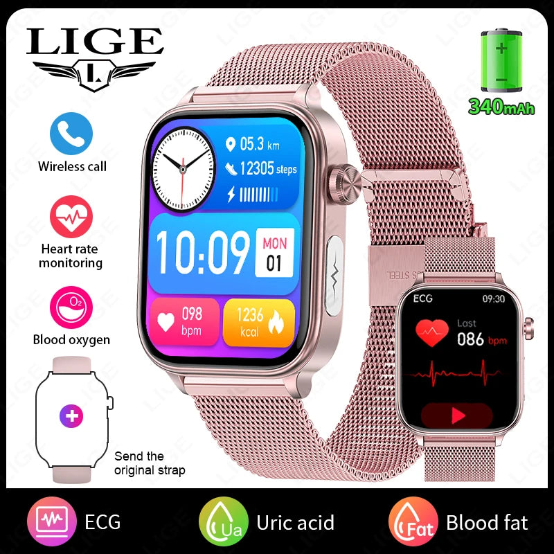 LIGE 2025 Smart Watch – ECG+PPG AI Health Diagnose Tracker for Men & Women