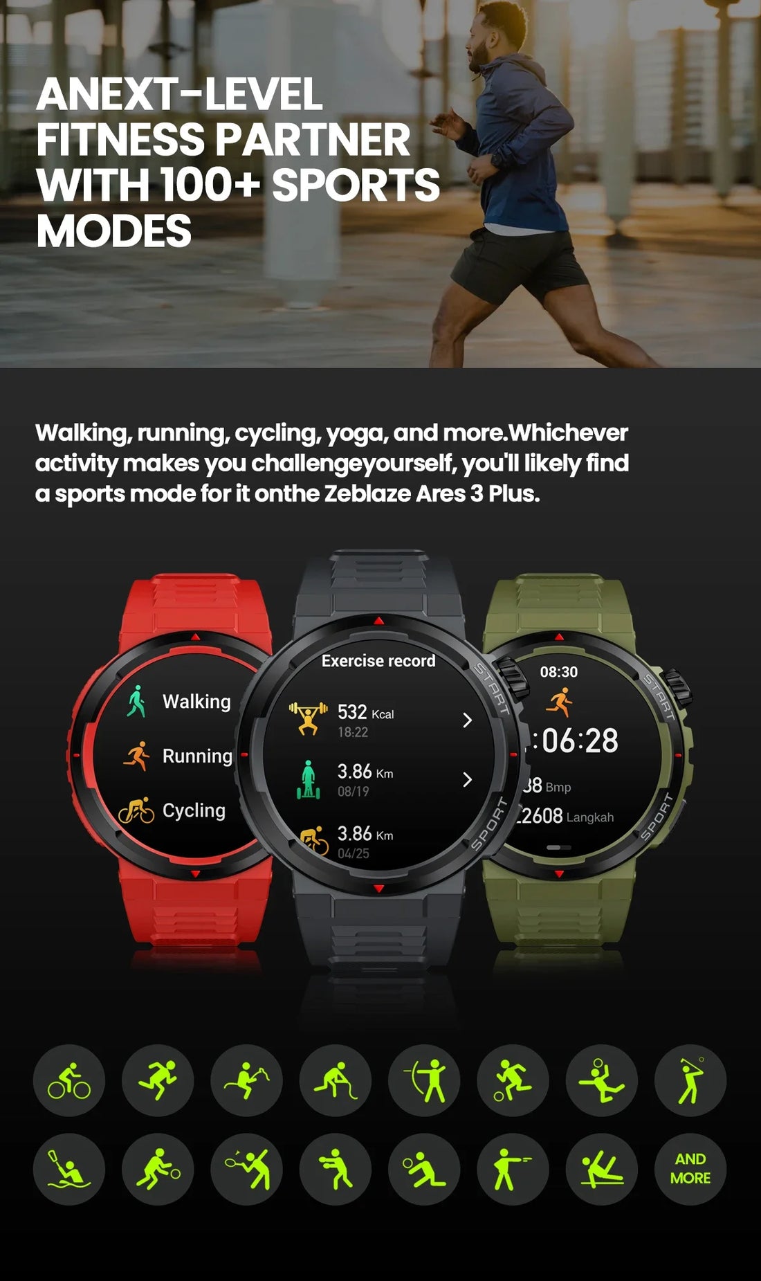 Zeblaze Ares 3 Plus – HD AMOLED Smartwatch