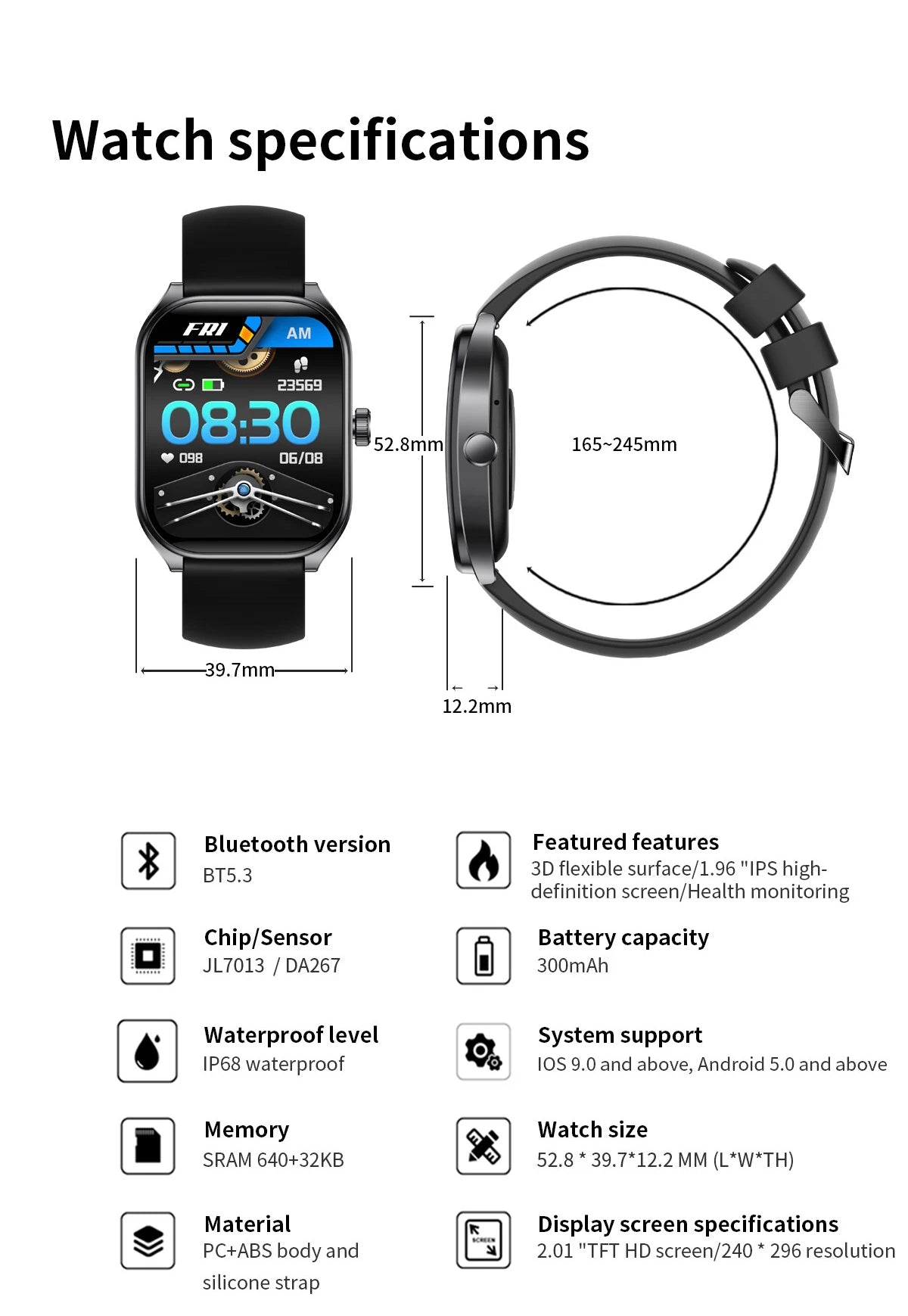 2.01" AMOLED Curved Screen Smart Watch