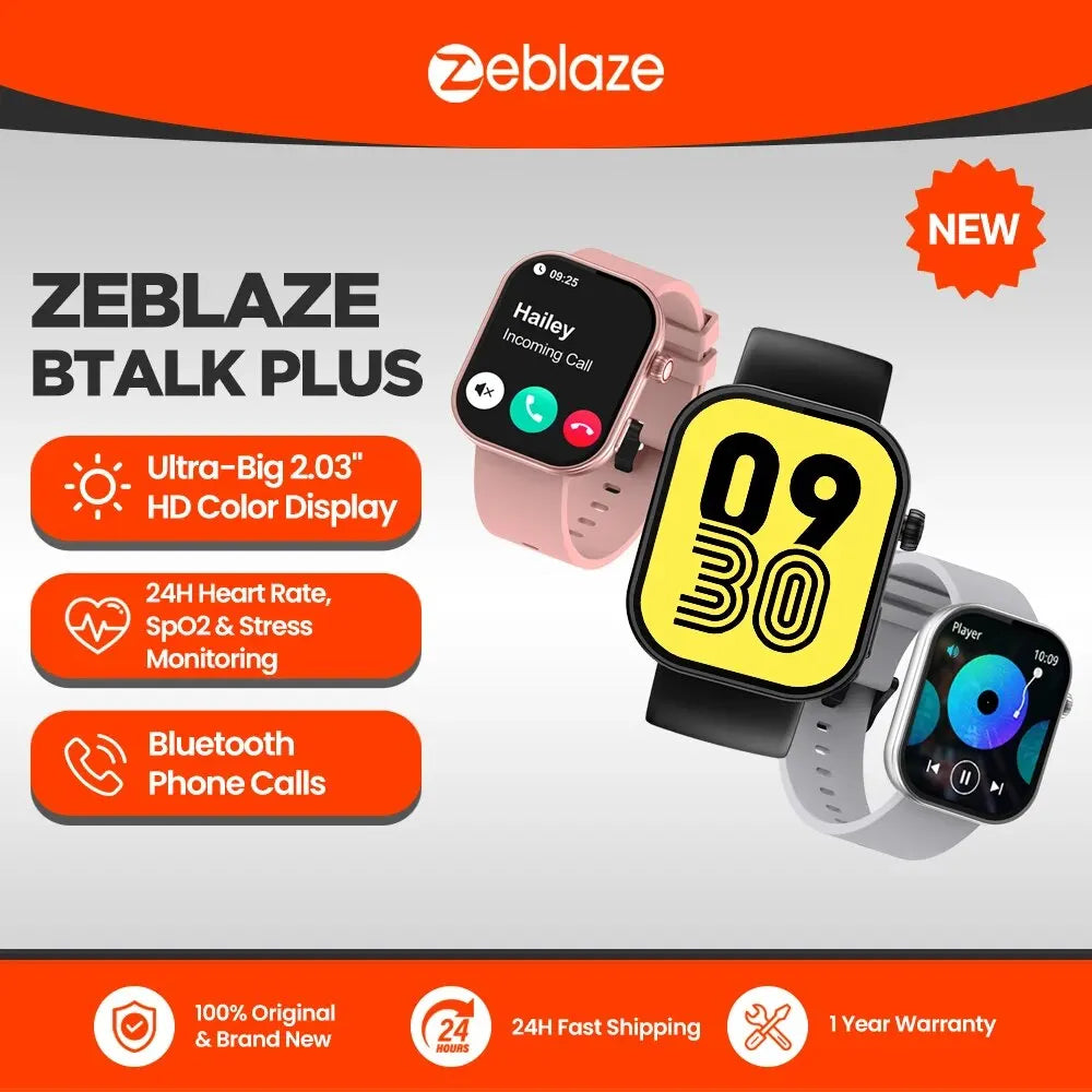 Zeblaze Btalk Plus Smartwatch – 2.03" HD Display, Voice Calling & Fitness Tracker