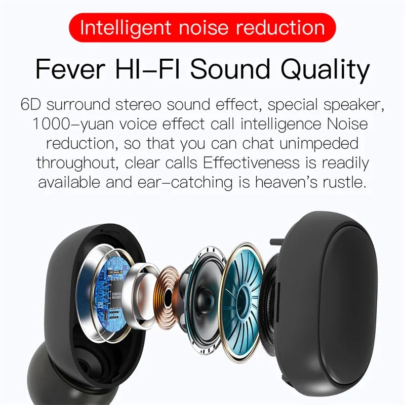 TWS E6S Wireless Bluetooth Earphones By Mic LED Display Stereo Noise Cancelling Headset With Charging Cable For All Smartphone