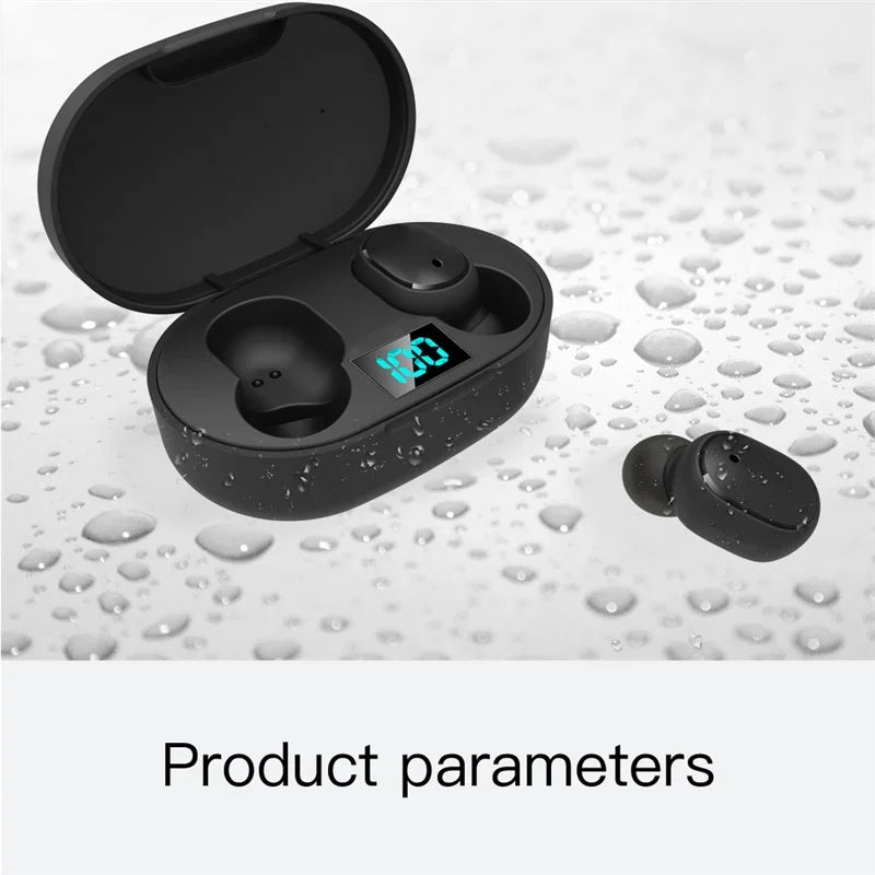 TWS E6S Wireless Bluetooth Earphones By Mic LED Display Stereo Noise Cancelling Headset With Charging Cable For All Smartphone