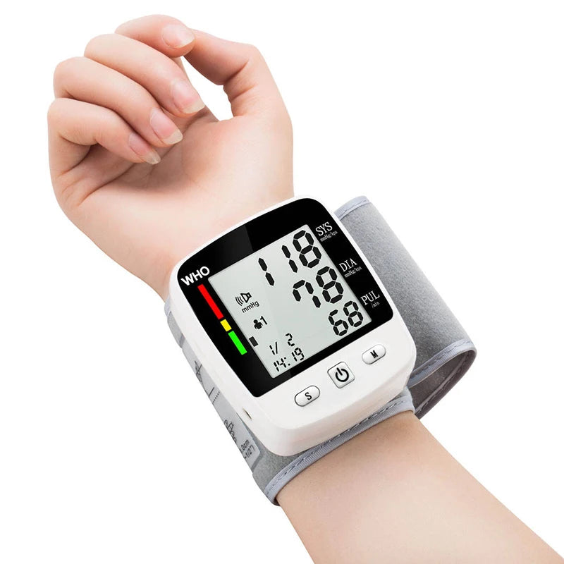 Rechargeable Digital Wrist Blood Pressure Monitor – LCD Display & Memory