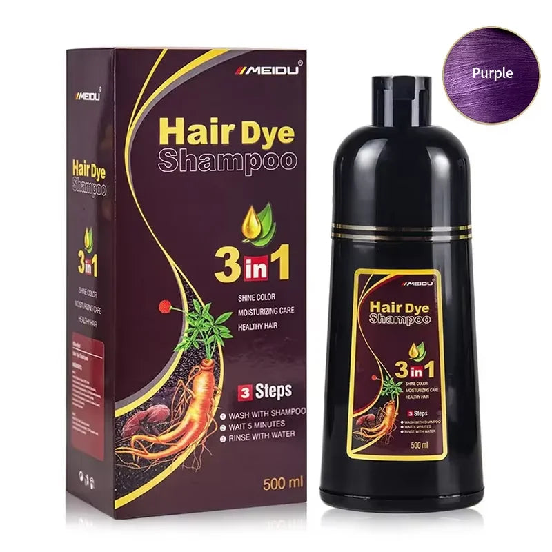 3-in-1 Herbal Black Hair Dye Shampoo & Conditioner