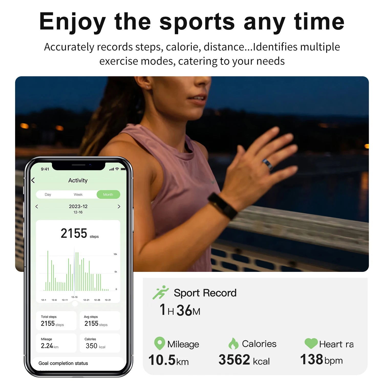 AMZMAX R02 Smart Ring – Fitness Tracker, Multi-Sport Modes, Waterproof