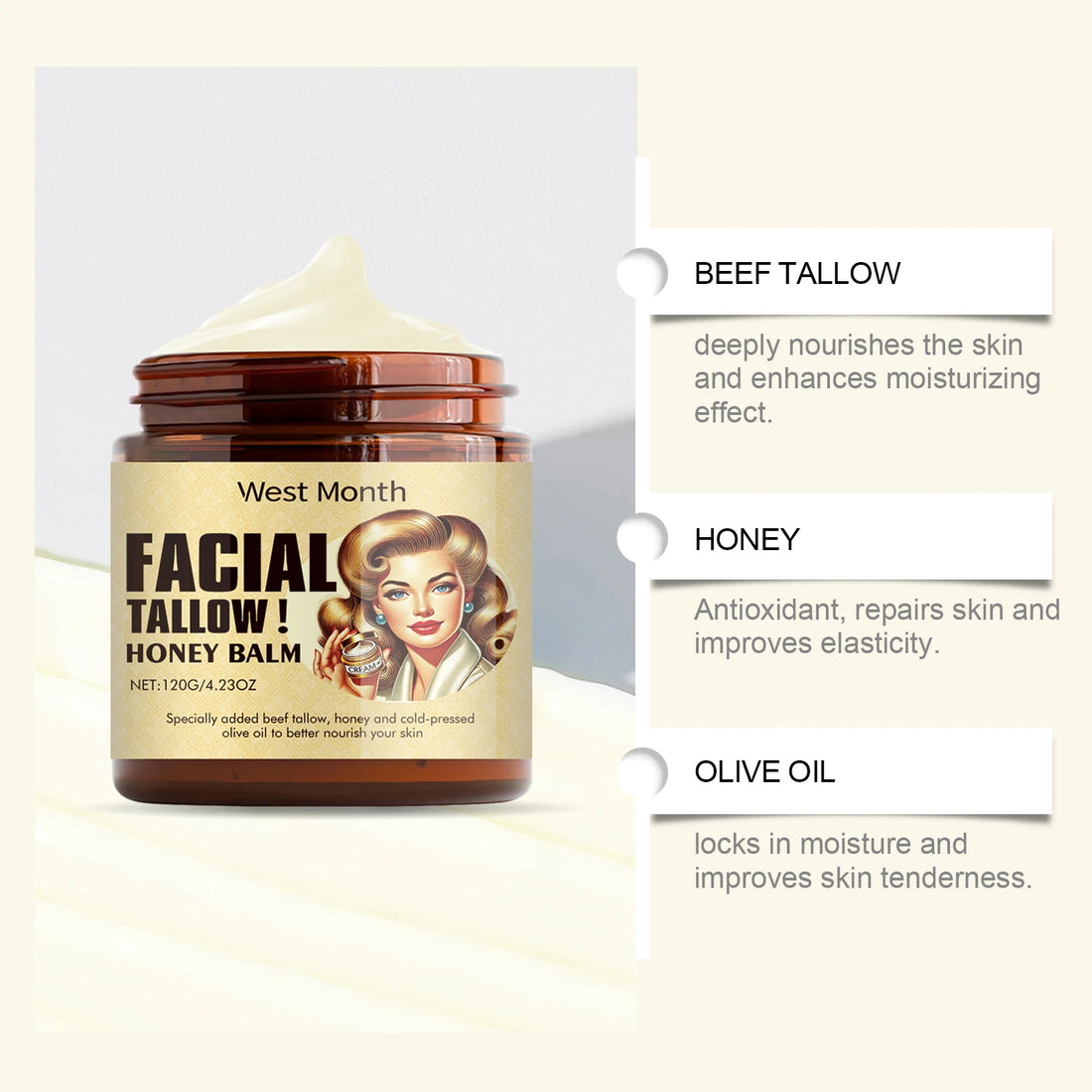 Beef Tallow Moisturizing Face Cream