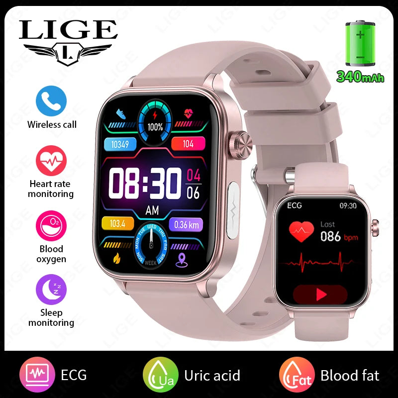 LIGE 2025 Smart Watch – ECG+PPG AI Health Diagnose Tracker for Men & Women