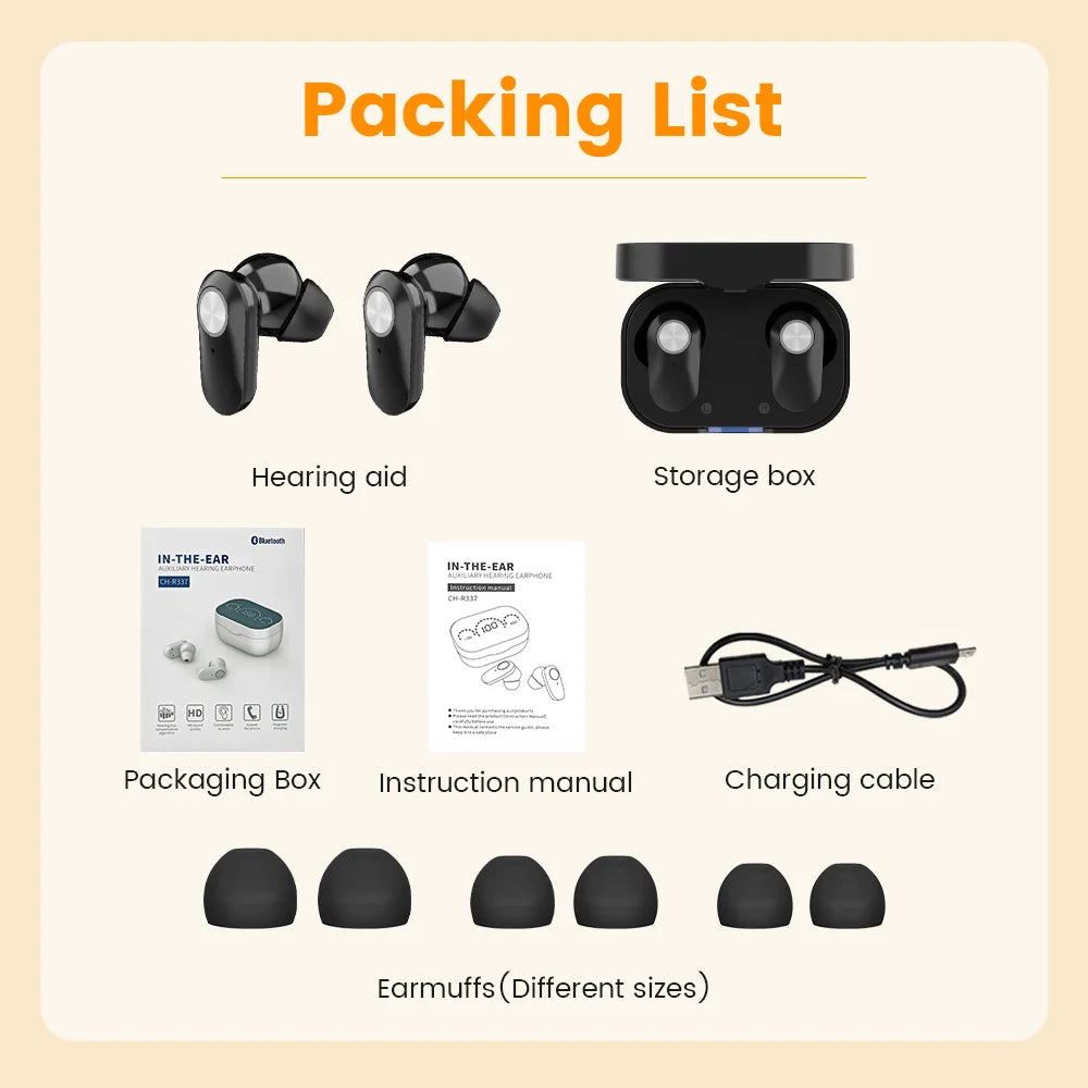 Rechargeable Invisible Hearing Aid – Mini ITE Sound Amplifier for Elderly