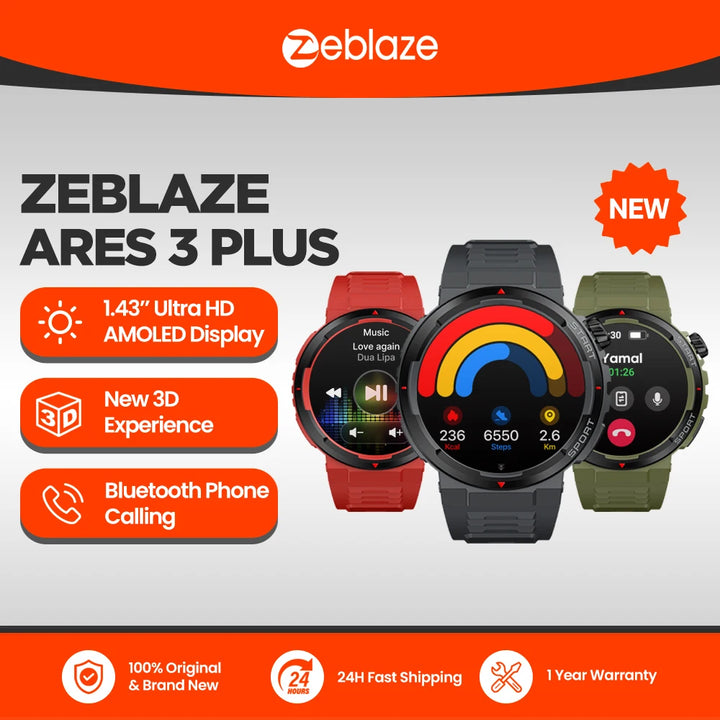Zeblaze Ares 3 Plus – HD AMOLED Smartwatch