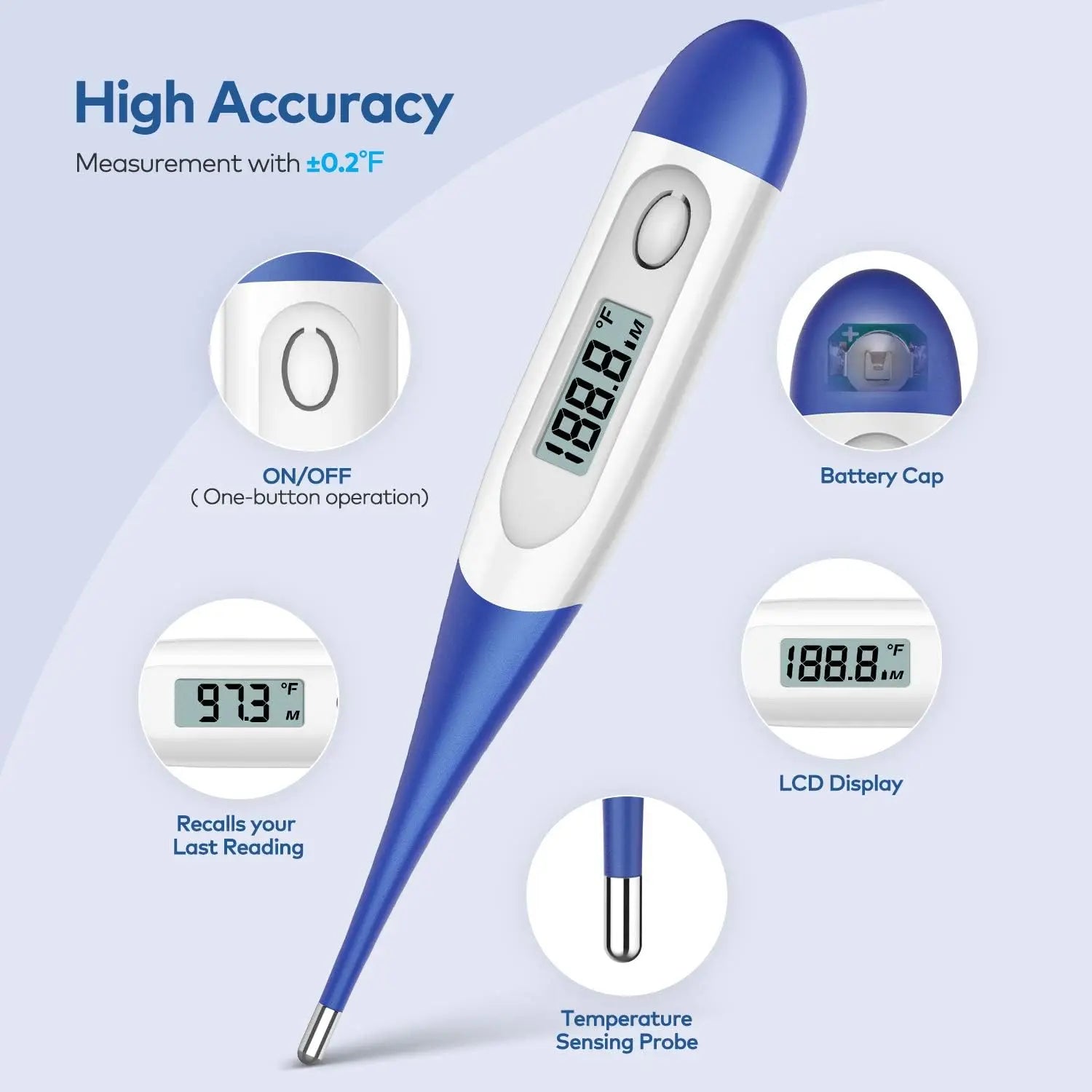 Digital Oral Thermometer – Fast 15-Second Reading