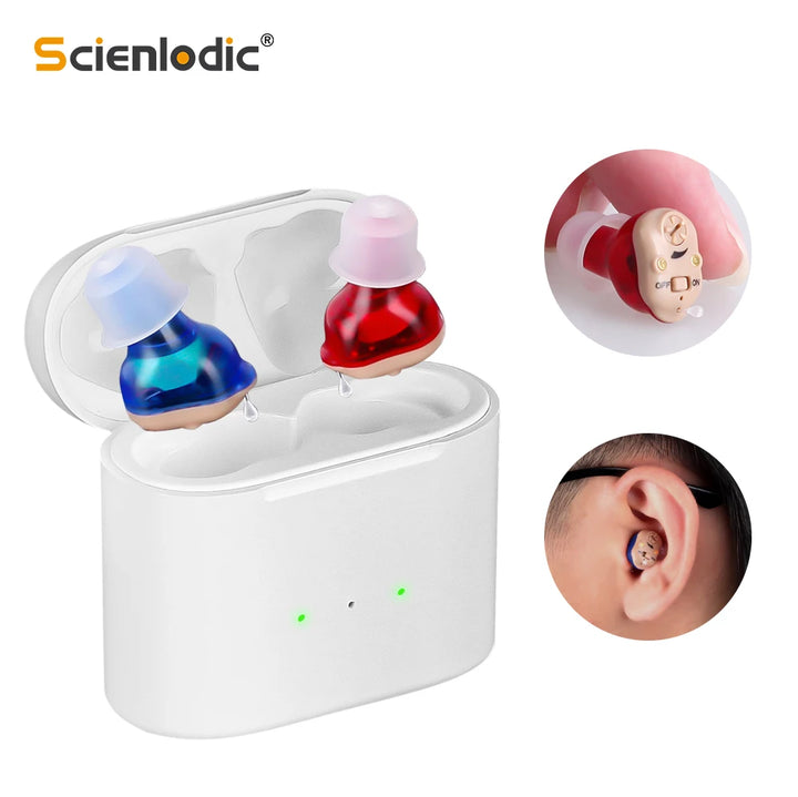 Rechargeable Invisible Hearing Aid – Mini ITE Sound Amplifier for Elderly