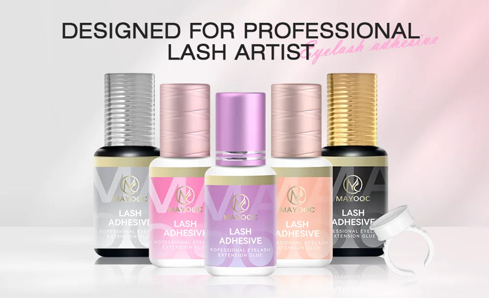 MAYOOC 0.3s Eyelash Extension Glue – Fast Dry Black Lash Adhesive for Sensitive Eyes