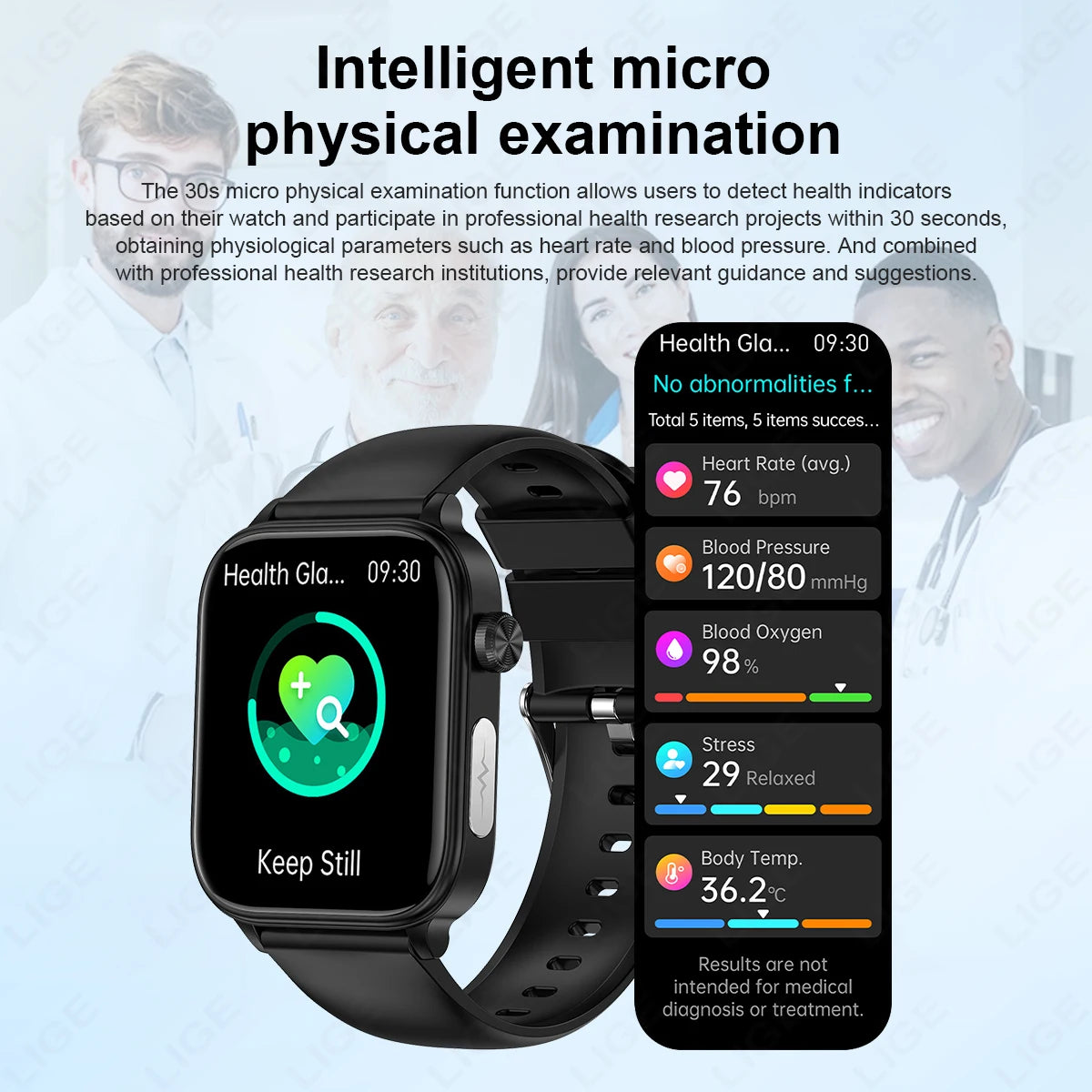 LIGE 2025 Smart Watch – ECG+PPG AI Health Diagnose Tracker for Men & Women
