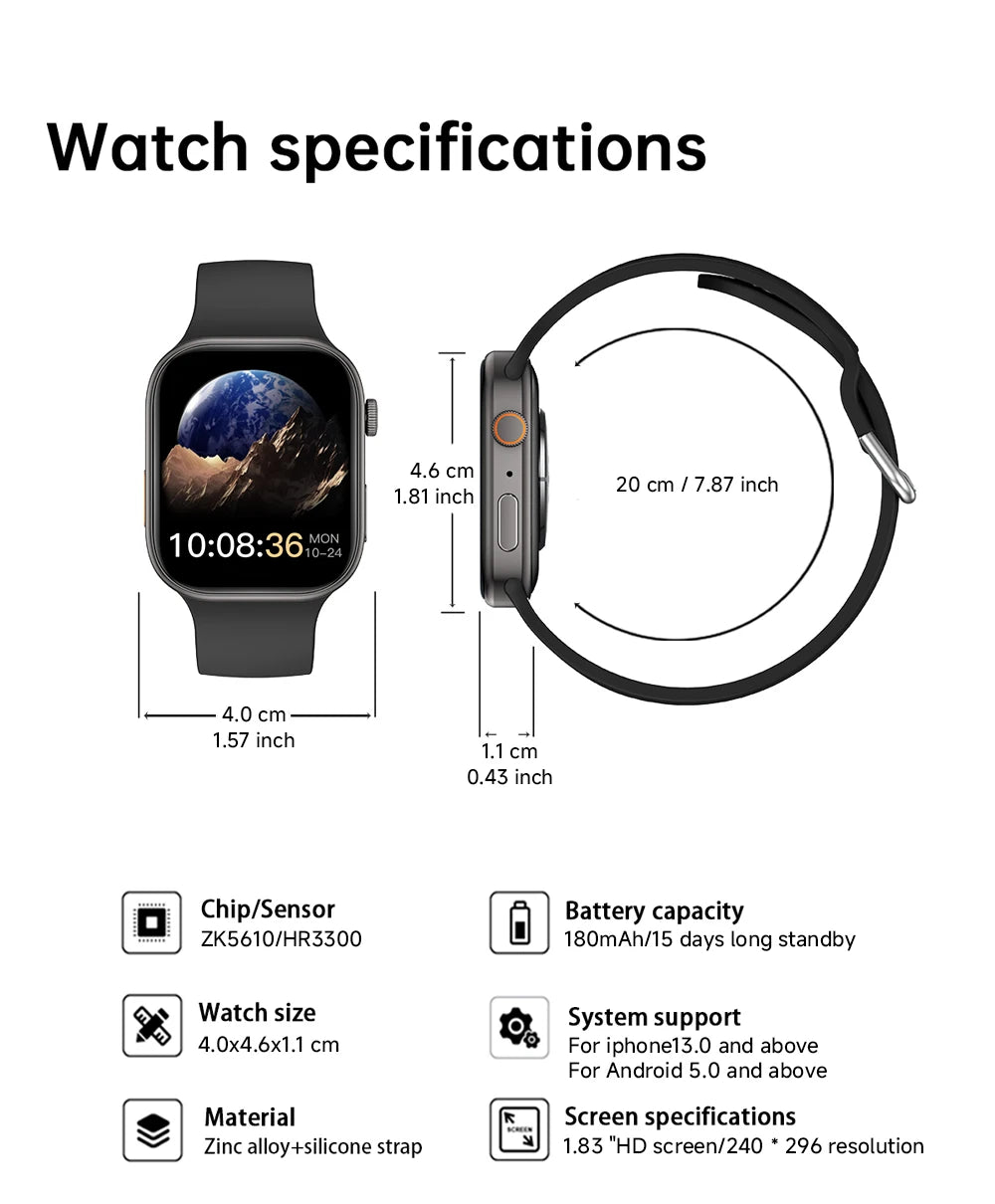 1.83" Smartwatch – Bluetooth Call, Sleep & Health Monitor, Multi-Sport Modes