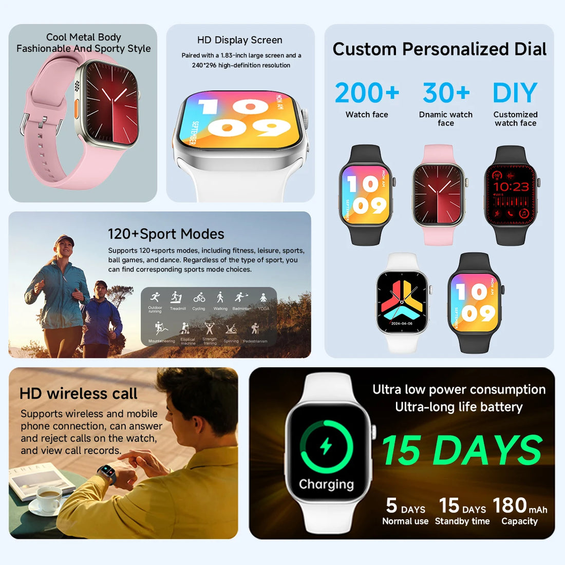 1.83" Smartwatch – Bluetooth Call, Sleep & Health Monitor, Multi-Sport Modes