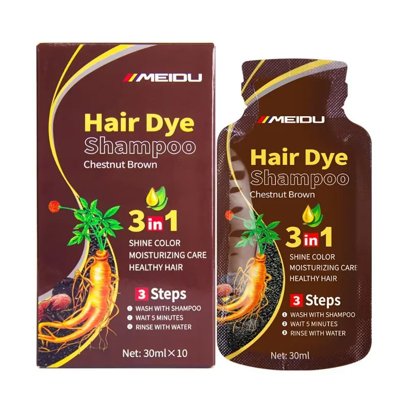 3-in-1 Herbal Black Hair Dye Shampoo & Conditioner