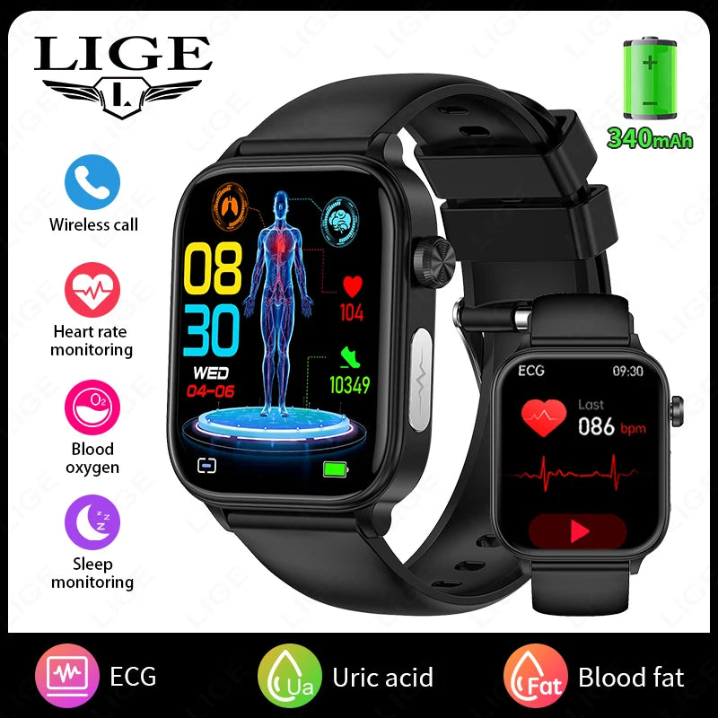 LIGE 2025 Smart Watch – ECG+PPG AI Health Diagnose Tracker for Men & Women