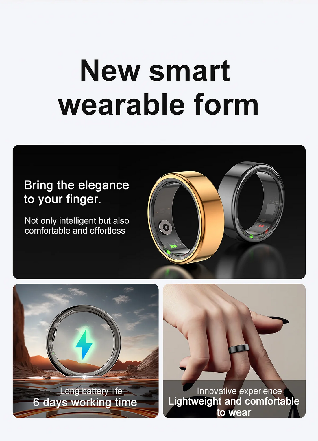 AMZMAX R02 Smart Ring – Fitness Tracker, Multi-Sport Modes, Waterproof
