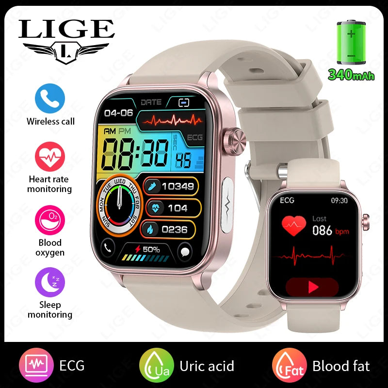 LIGE 2025 Smart Watch – ECG+PPG AI Health Diagnose Tracker for Men & Women