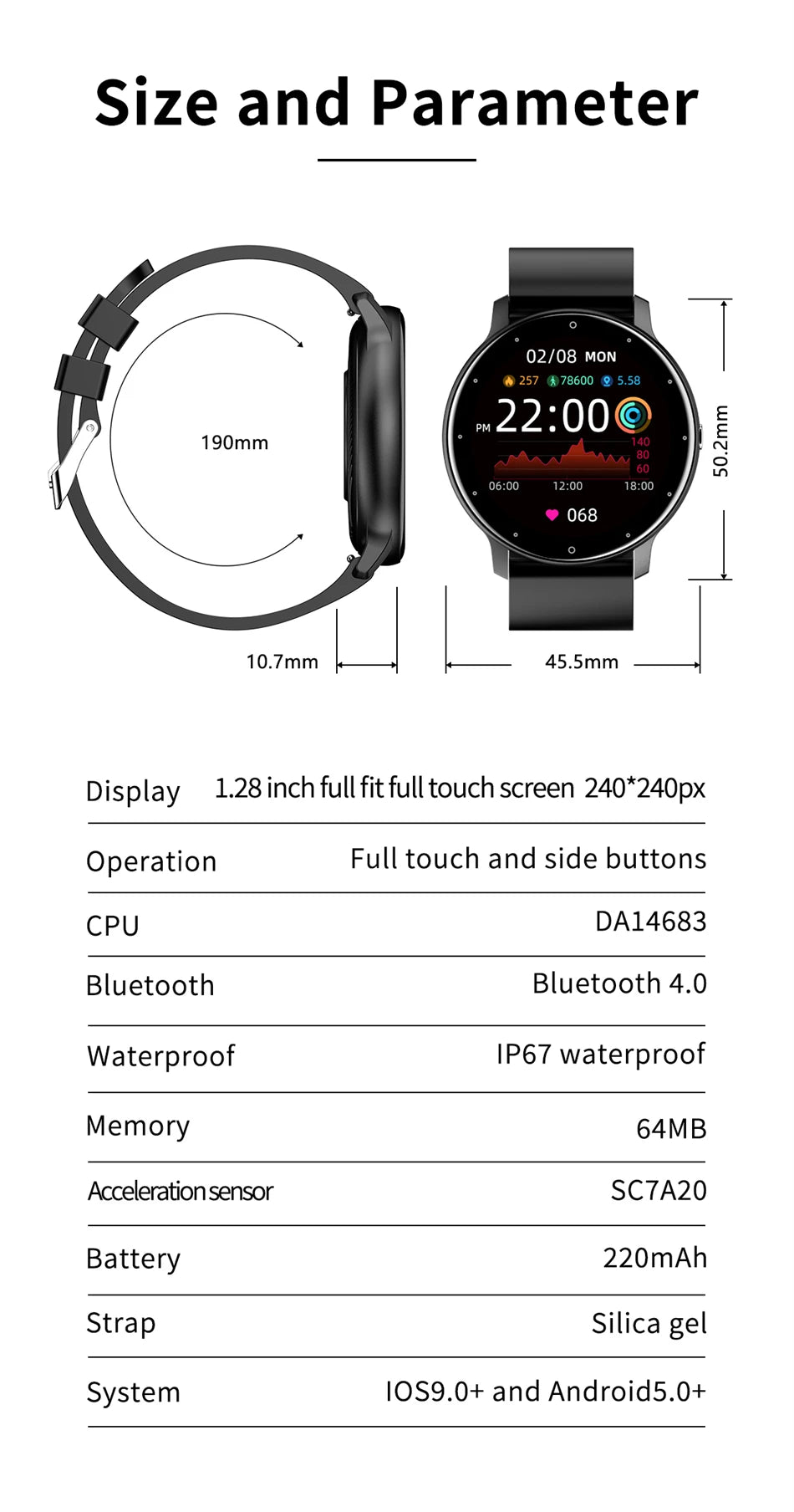 LIGE Full Touch Sport Smart Watch