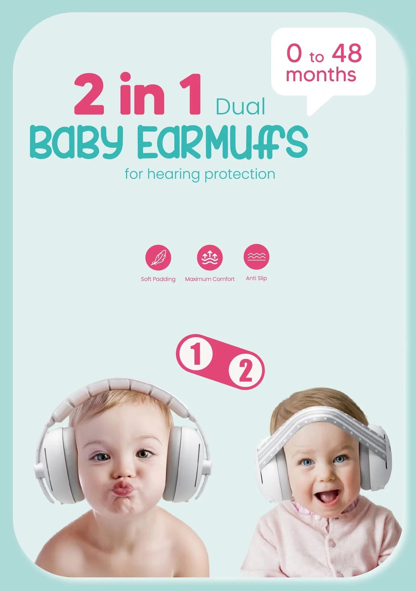 2-in-1 Baby Noise-Reduction Earmuffs