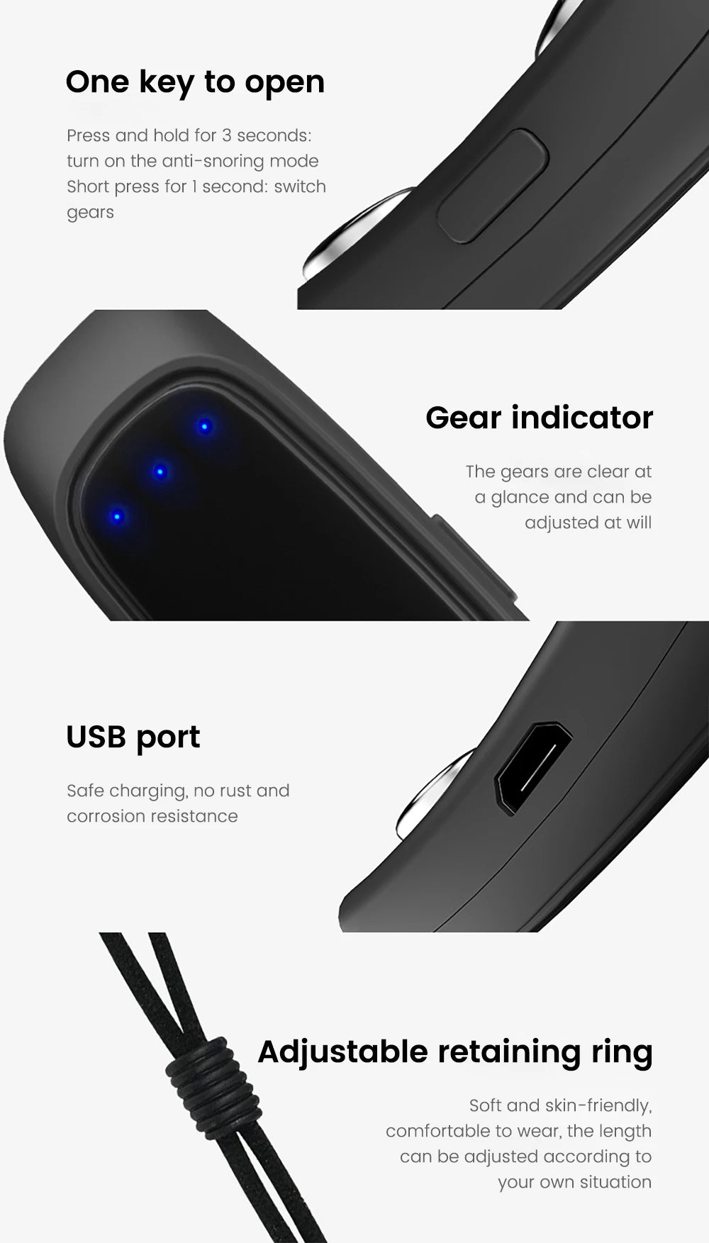 EMS Smart Anti-Snoring Device – USB Rechargeable Sleep Apnea Aid